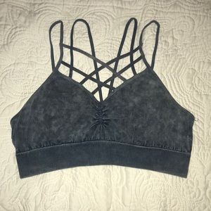 Acid wash blue boutique bralet